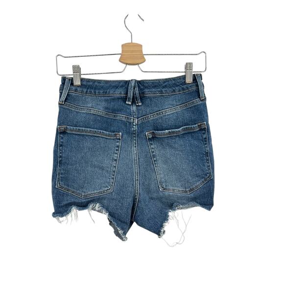 Good American Bombshell Shorts Denim Ripped Distressed Blue Size 4 27 - Picture 6 of 11